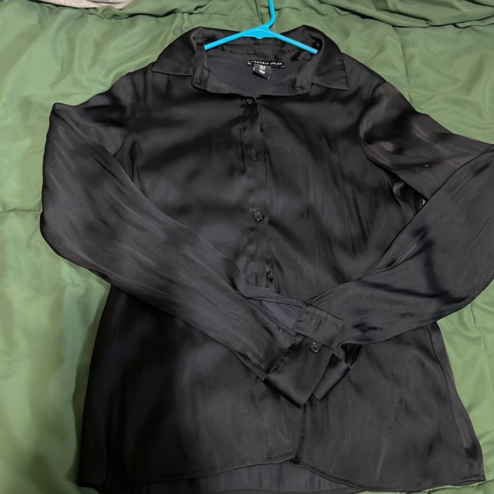 Black satin dress shirt